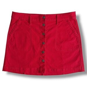 J. Crew Mercantile Button‑Front Skirt Red Size 12